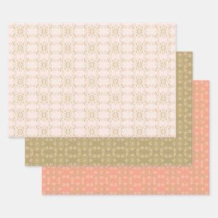 Pinks Coral and Gold Wrapping Paper Sheet