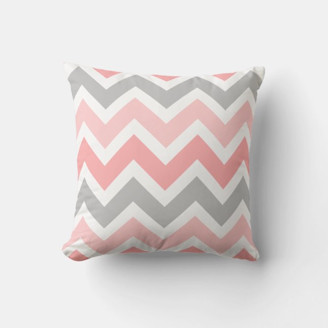 Pinks, Grey, White Zigzag Chevron Pattern Cushion (Front)