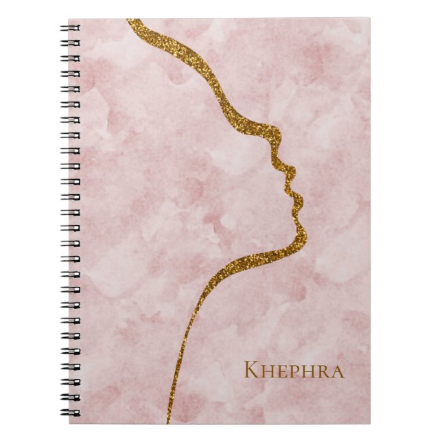 Pinks Marble And Gold Glitter Face Notebook (Front)