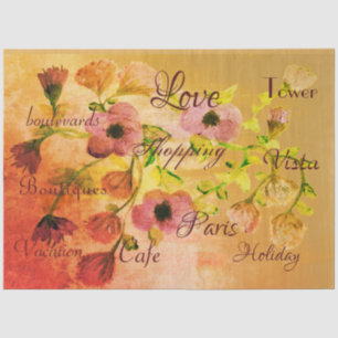 Pinks Peach and Gold Flowered Craft Tissue Paper