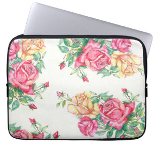 Pinks watercolor realistic roses laptop sleeve