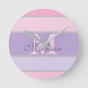 pinky and purple pastel round clock