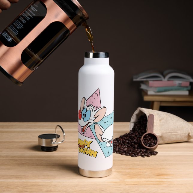 Pinky and the Brain | Retro Character Graphics Water Bottle (Coffee)