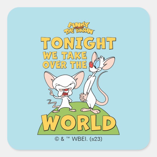 Pinky and the Brain | Take Over The World Square Sticker (Front)