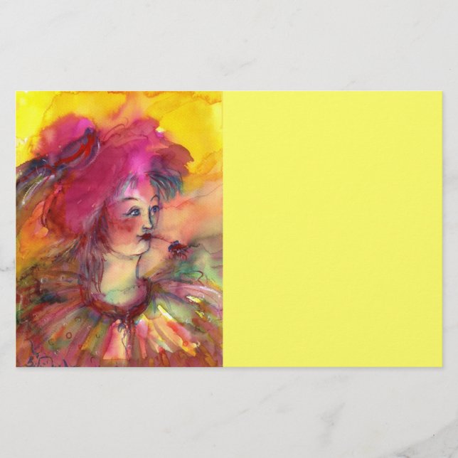 PINKY CLOWN , fuchsia pink yellow white Stationery (Front)