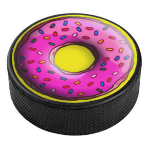 Pinky Doughnut - colourful sprinkles 1 + your idea Hockey Puck