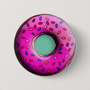 Pinky Doughnut with colourful sprinkles + your ide 6 Cm Round Badge