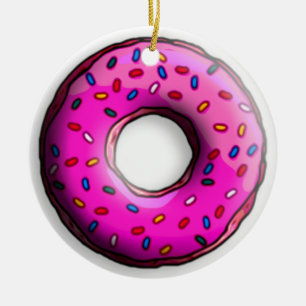 Pinky Doughnut with colourful sprinkles + your ide Ceramic Ornament