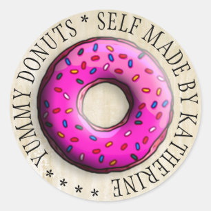 Pinky Doughnut with colourful sprinkles + your ide Classic Round Sticker