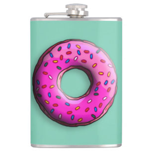 Pinky Doughnut with colourful sprinkles + your ide Hip Flask