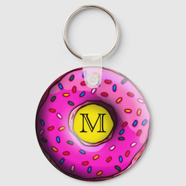 Pinky Doughnut with colourful sprinkles + your ide Key Ring (Front)