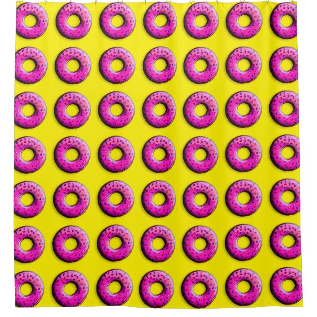 Pinky Doughnut with colourful sprinkles + your ide Shower Curtain (Front)