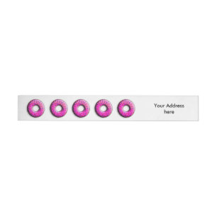 Pinky Doughnut with colourful sprinkles + your ide Wraparound Address Label