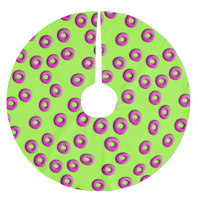 Pinky Doughnuts seamless pattern + your ideas Brushed Polyester Tree Skirt (Front)