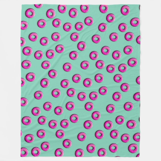 Pinky Doughnuts seamless pattern + your ideas Fleece Blanket (Front)