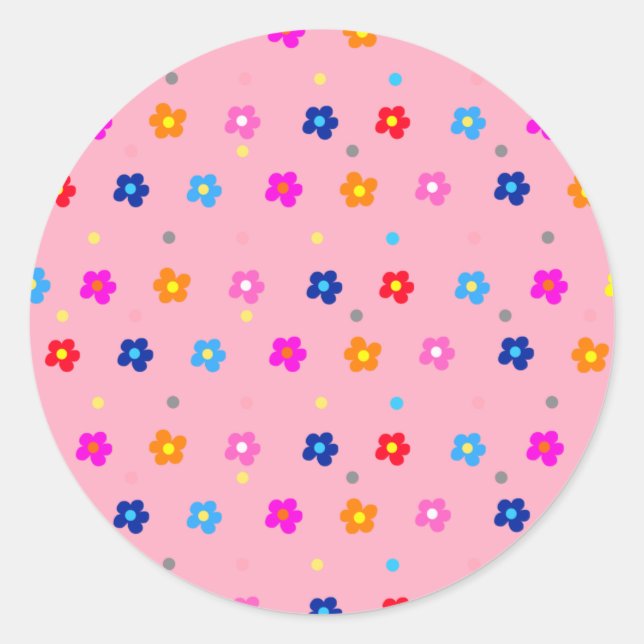 Pinky Flower Power   Classic Round Sticker (Front)