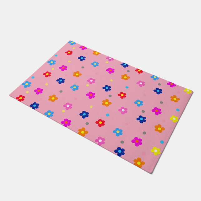 Pinky Flower Power  Doormat (Angled)