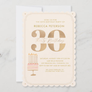 Pinky Gold 30TH Birthday Cake Party Invitation