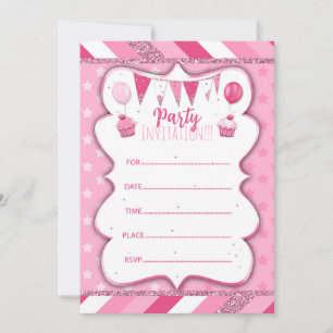 Pinky Party invitation to write by hand for girl2