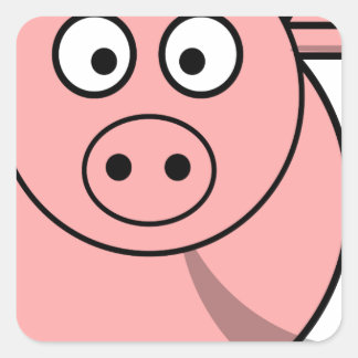 Pinky pig square sticker