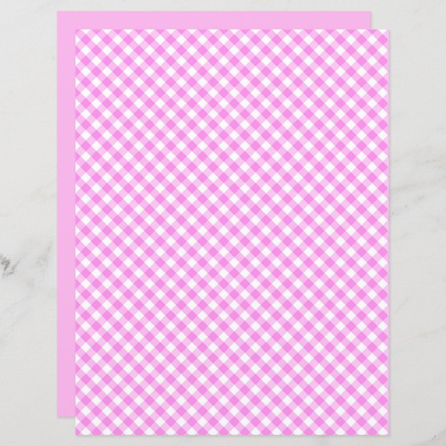 Pinky Pink Gingham Scrapbook Paper (Front/Back)
