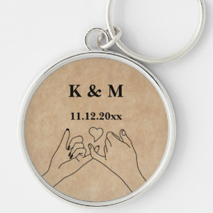 Pinky Promise Custom Couple Monogram and Date Key Ring