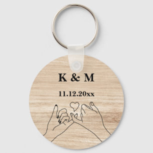 Pinky Promise Custom Couple Monogram and Date Keyc Key Ring