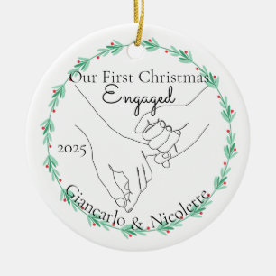 Pinky Promise First Christmas Engaged Ceramic Ornament