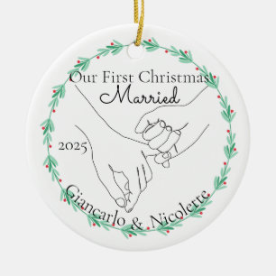 Pinky Promise First Christmas Married Ceramic Ornament