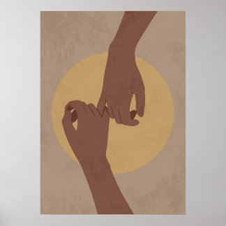 Pinky promise in boho style, african american art. poster