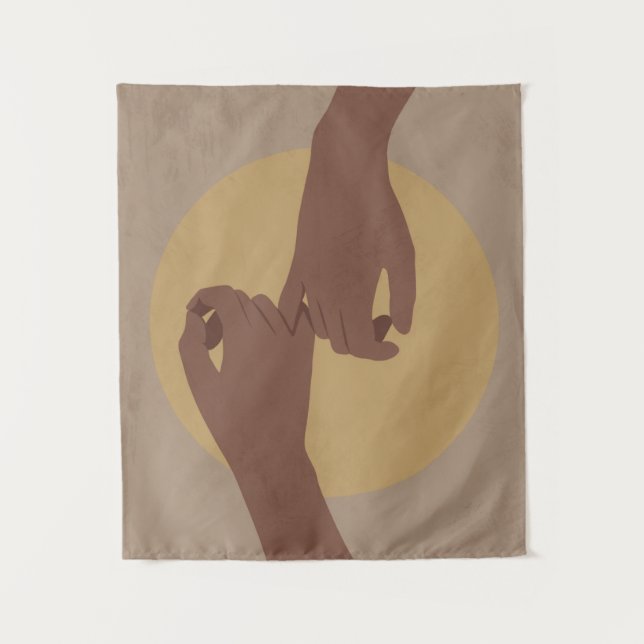 Pinky promise in boho style, african american art. tapestry (Front)