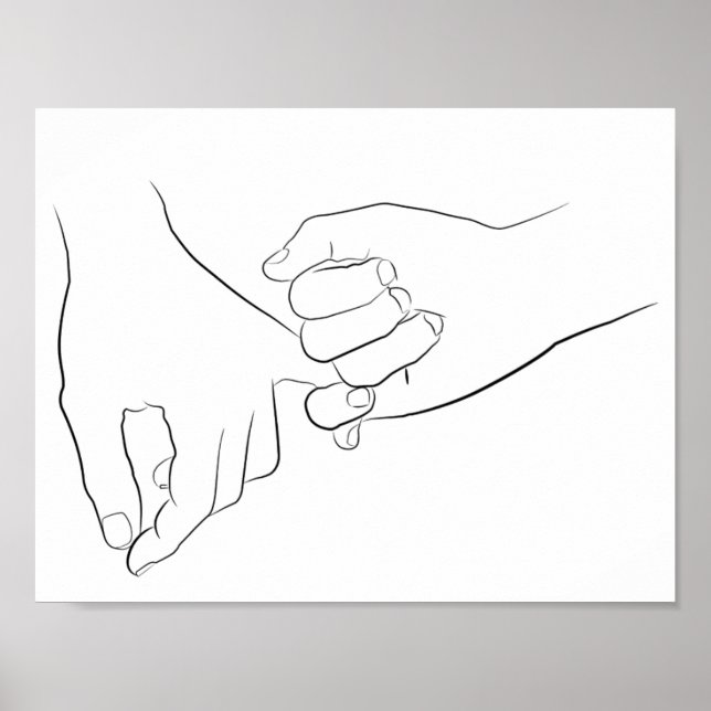 Pinky Promise Minimal Line Art Cute Simple Trendy Poster (Front)