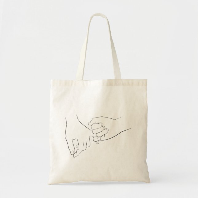 Pinky Promise Minimal Line Art Cute Simple Trendy Tote Bag (Front)