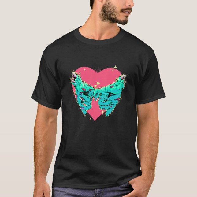 Pinky Promise Zombie Hand Couples Valentines Day H T-Shirt (Front)