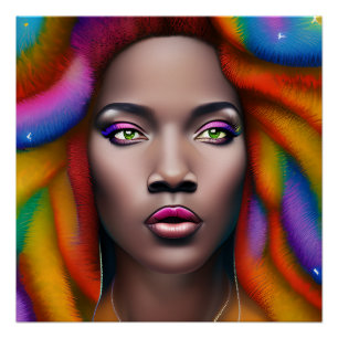 Pinky Queen Rainbow Cute Hair Black Melanin Afro Poster