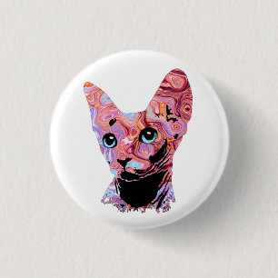 Pinky Sphynx Cat 683 3 Cm Round Badge