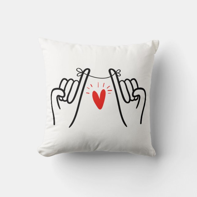 Pinky swear line art print, Hands line art Cushion (Front)