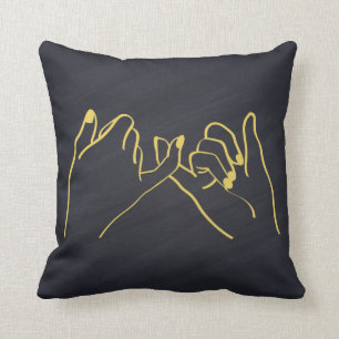 Pinky swear line art print, Hands line art Cushion