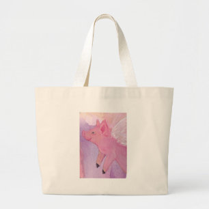 Pinky the Flying Pig Large Tote Bag