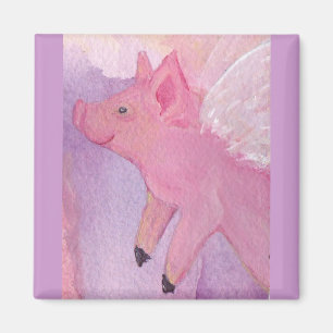 Pinky the Flying Pig Square Magnet