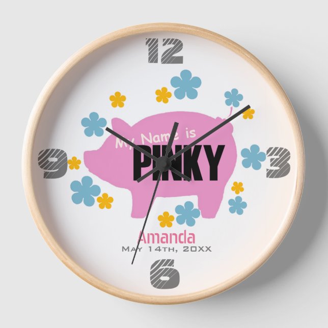 "Pinky the Pig" Anniversary Wall Clock (Front)