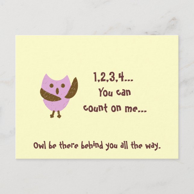 pinkyowl, 1,2,3,4... You can count on me..., Ow... Postcard (Front)
