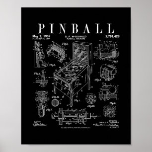 Pinll Arcade Gaming Machine Vintage Gamer Patent P Poster