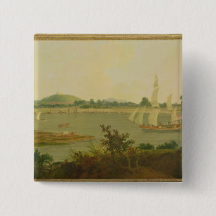Pinnace Sailing Down the Ganges past Monghyr Fort, 15 Cm Square Badge