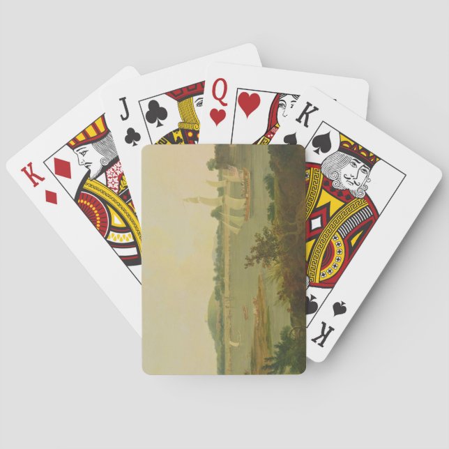 Pinnace Sailing Down the Ganges past Monghyr Fort, Playing Cards (Back)