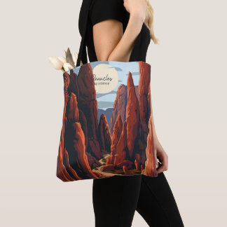 Pinnacles California Vintage Travel Illustration Tote Bag