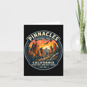 Pinnacles national park california retro hiking card