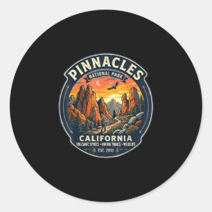 Pinnacles national park california retro hiking classic round sticker