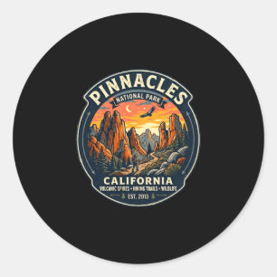 Pinnacles national park california retro hiking classic round sticker