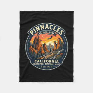 Pinnacles national park california retro hiking fleece blanket